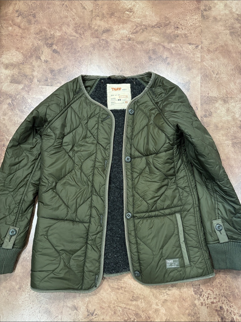 TNA Olive Green Quilted Women’s Puffer Jacket